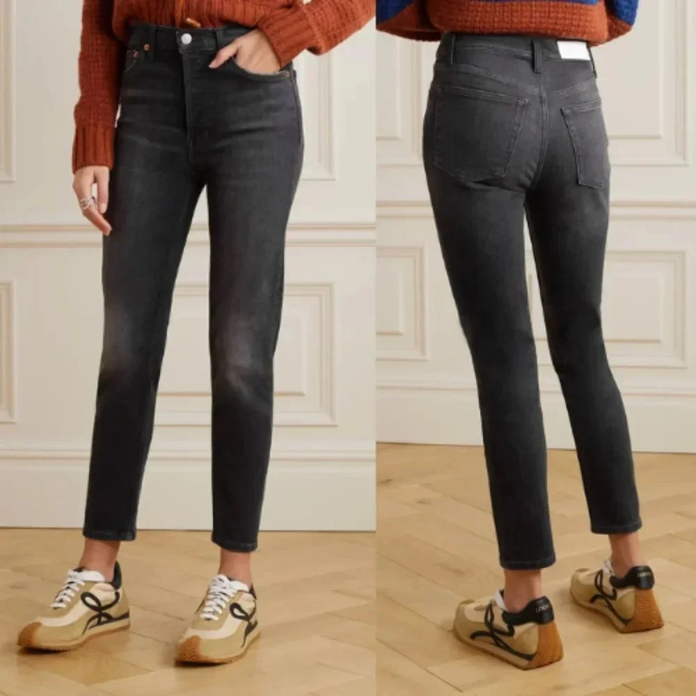 New! Re/Done 90’s high rise ankle crop jeans faded onyx nwt 17015